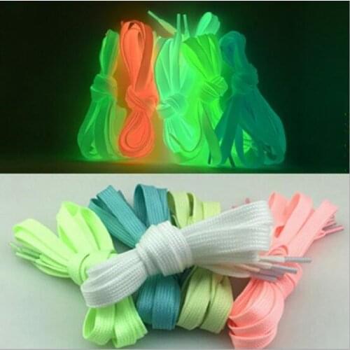 1 Pair 1.2m Luminous Shoelace Flat Coloured Shoe Laces Glow in The Dark Fluorescent Athletic Shoes Party Camping Shoelace
