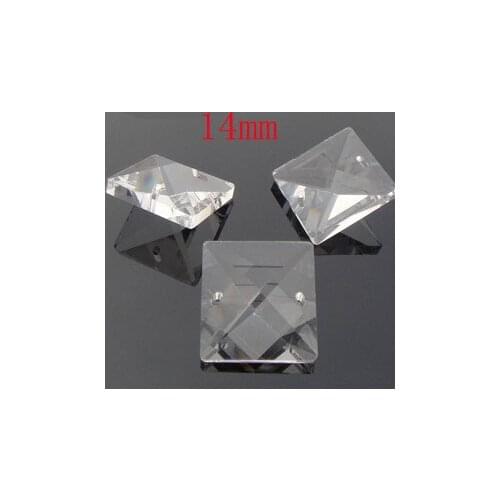 1680pcs/lot 14mm Crystal Prism Square Beads In 2 Holes DIY Wedding Garland Strand Beads Curtain Pendant Beads