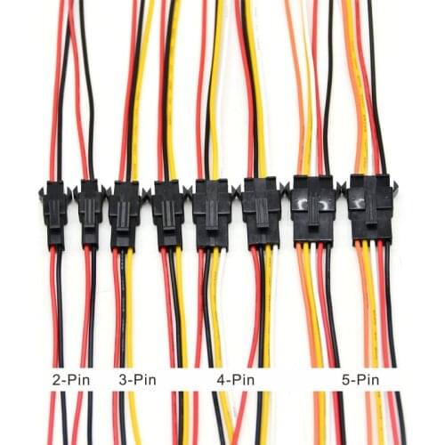 2pin 3pin 4pin 5pin 2.54MM JST SM Connector plug wire ,Male And Female Connector for RGB RGBW RGBWW LED Strip light