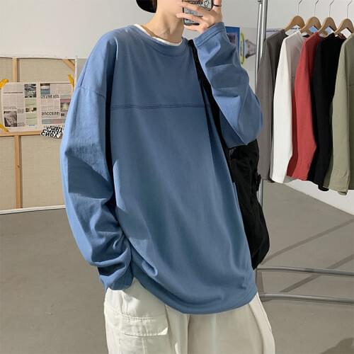2020 Mens Loose Solid Color Coats Round Neck Long Sleeve Hoodies Cotton Casual Clothes Sweatshirts 6 Color Pullover Size M-5XL