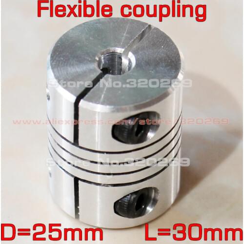 4pcs Shaft Coupler Flexible Coupling D25 L30 5mm, 6mm, 6.35mm, 8mm, 10mm, 12mm, 12.7mm for CNC 3D printer stepper motor