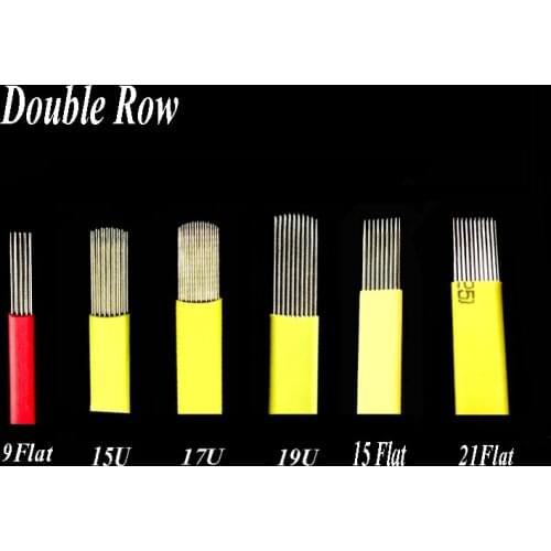 500 Double Row 9/15/17u/19u/21u Microblading Needle for Permanent Makeup Eyebrow Tattoo Needles for Manual Pen