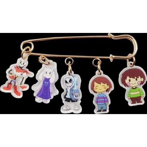 Acrylic Anime Game Cartoon Undertale Sans KC Gold Plated Brooch Overcoat Badge Student Pupil Women Girl Birthday Gift