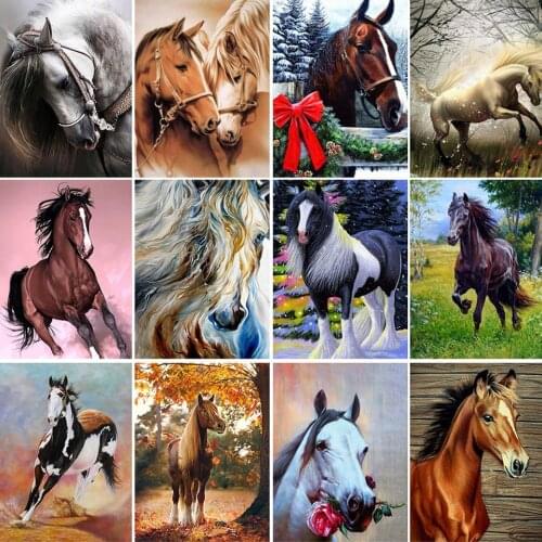5D DIY Diamond Painting Animals Horse Cross Stitch Kit Full Drill Square Embroidery Mosaic Art Picture of Rhinestones Home Decor