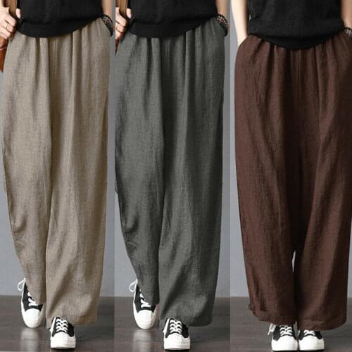 Men Casual Loose Wide Leg Pants Casual Soft Cotton Linen Bloomers Trousers Harem Plus Size Home pants