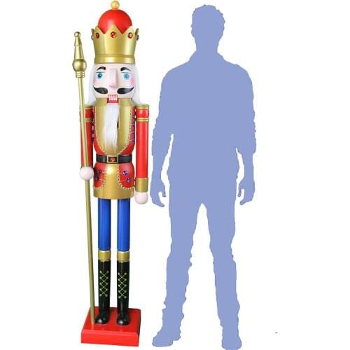 CDL 6feet/180cm/6ft/6foot Life size large/Giant Red and Gold Christmas Wooden Nutcracker King & Soldier Ornament Doll Gift K01