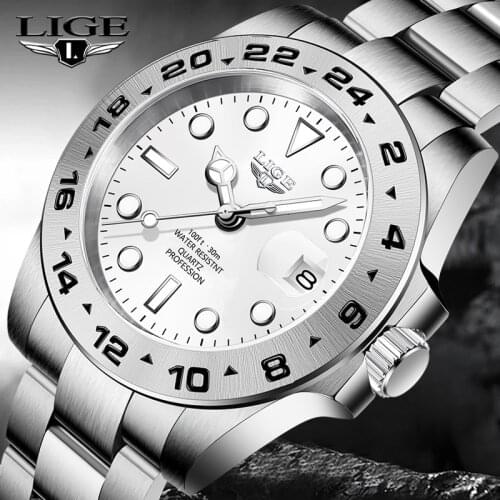 2021 New LIGE Men Watches Top Brand Luxury Luminous Quartz Man Watch For Men Stainless Steel Sport Chronograph Wristwatch Male