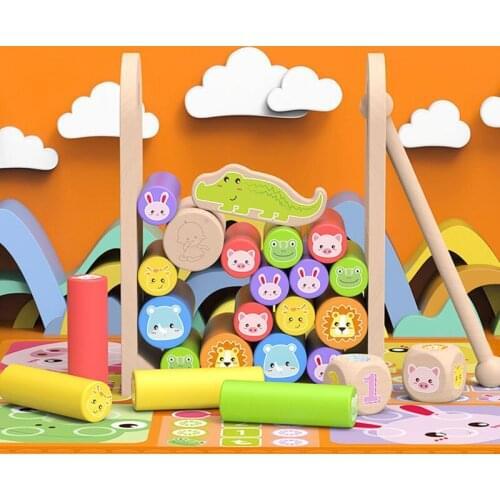 Baby Cute Forest Animal Ocean Seesaw Building Blocks Wooden Balance Wood Toys For Children Creative Assembling Educational Toys