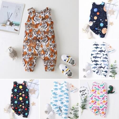 Newborn Baby Kids Boys Girls Romper Outfits Boy Girl Rompers Toddler Sleeveless Round Neck Cotton Giraffe Jumpsuit Playsuit