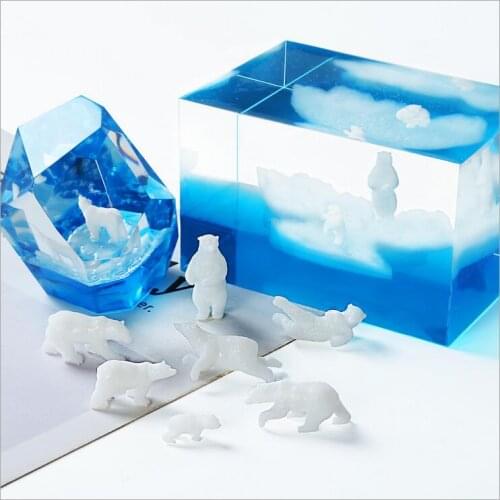 New 3 pcs/lot Different style Resin mini Glacier animal Polar bear material epoxy mold makeing jewelry filling for DIY jewelry