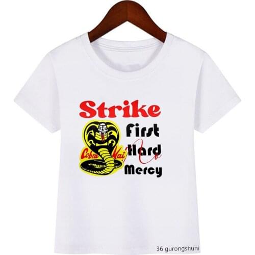 Japanese Anime Karate Cobra Cartoon Print Girl T Shirt New Childrens T-shirt Summer Tops Boys/girls T Shirts Streetwear