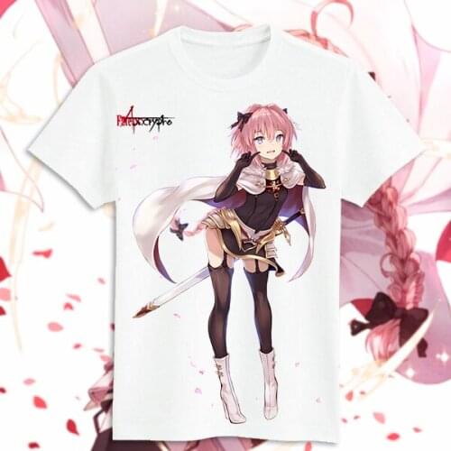 Anime Fate Apocrypha Cosplay T Shirt Cartoon Joan of Arc Saber Printed Summer T-Shirt Fate Grand Order Top Tee Casual Costume