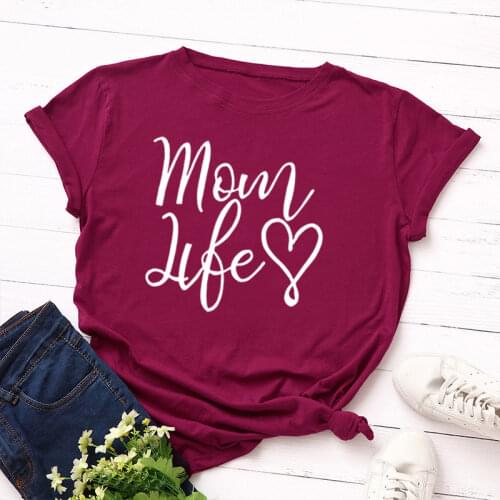Graphic T Shirts for Women Cotton Short Sleeve Tee Female Shirt Tops Summer Casual Print Clothes Gifts Mom Life Heart Love Mama
