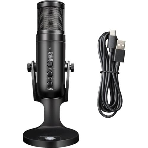 USB Condenser Microphone for PS4 Mac PC Tap-to-Mute Super-cardioid Polar Pattern Microphone with RGB Light for Gaming Streaming