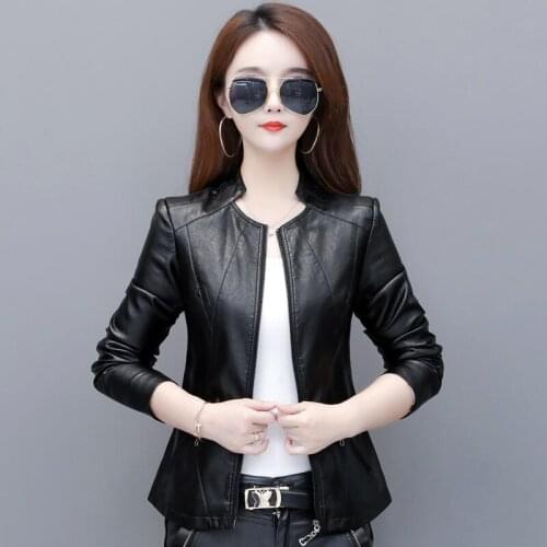 New Large Size M L XL XXL 3XL 4XL Motorcycle Leather Jacket Women Coat 2021 Fashion Womens Leather Clothing Female Oterwear