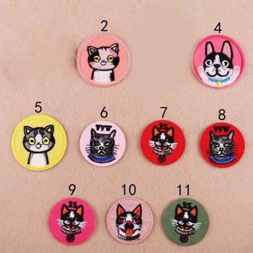 PGY Cute Lovely Round Pet Cat patch babys clothing patches backpack decoration small applique iron on patch for Kid Clothes