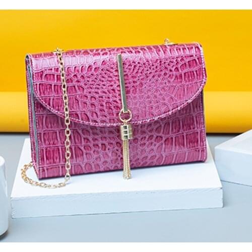 Retro Alligator Pattern Mini Shoulder Bags For Women 2021 Bright PU Leather Underarm Bags Female Tassle Chain Bags Bolsa Purses
