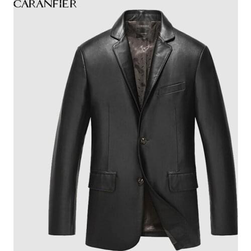 CARANFEIR New Genuine Leather Jacket Men Suit Spring Autumn Real Sheepskin Coat Blazer Leather Jackets Natural Sheepskin Coats