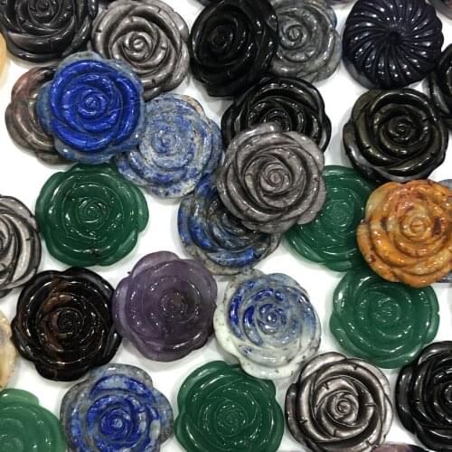 Natural Crystal hand engraving flowers Healing Stone Treatment Stone Home Decor