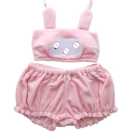 Adorable Velvet Pajamas For Teenagers Pink Home Clothing Two Piece Autumn Winter Cute Underwear Women Kawaii Pajamas Pj Shorts