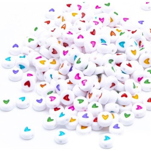 Wholesale 3600PCS/Lot 4*7MM Flat Round Acrylic Heart Beads Plastic Alphabet Letter Loose Spacer Beads for DIY Bracelet Making
