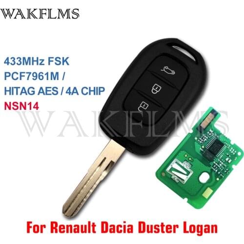 PCF7961M NSN14 Remote Car Key Fob for Renault Symbol Trafic Dacia Duster Logan Sandero 2012 2013 2014 2015 2016 2017 2018