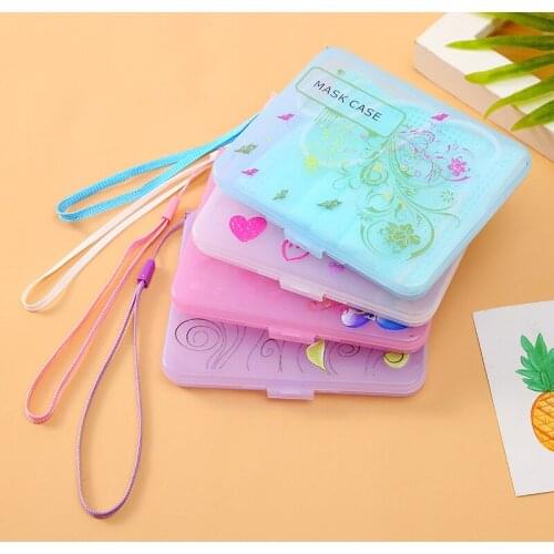 Love Plastic Mask Storage Box New Student Dustproof and Waterproof Mask Storage Bag Desktop Storage Box Convenient and Practical
