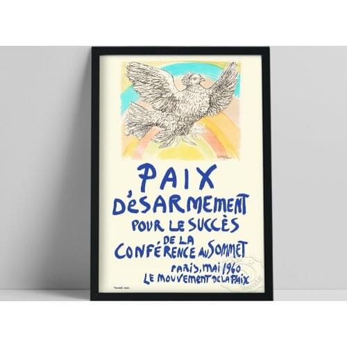 Pablo Picasso Exhibition Print, Picasso Deschamps "Paix Disarmement" Poster, Vintage Wall Art, Peace Dove Rainbow Wall Stickers