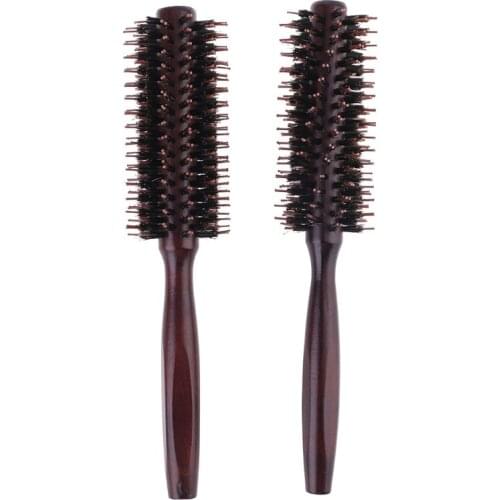 6 Types Straight Twill Hair Comb Natural Boar Bristle Rolling Brush Round Barrel Blowing Curling DIY Hairdressing Styling 69HE