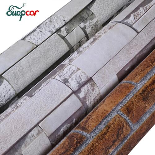 Brick Self-adhesive Wallpaper Roll Removable PVC Stone Wall Art Decoration Living Room Bathroom Waterproof Wall Stickers