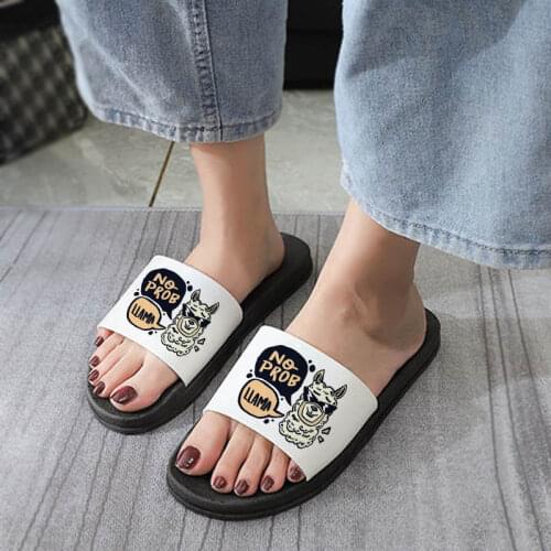 Shoes for Woman Beach Open Toe Indoor Home Women Slides Bathroom Women Shoes Lovely Alpaca Slippers Girls Cartoon Shoes Women