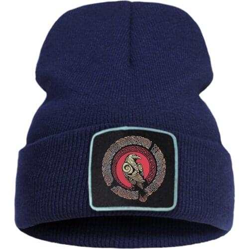 Vikings Print Eagle Spring Knitted Hats Casual Comfortable Brimless Hat Harajuku Unisex Beanie Caps Outdoor Warm Hedging Cap