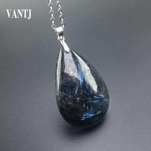 VANTJ AAA Grade Natural Dumortierite Pendant Water Drop Semi Precious Dark Labradorite Gemstone Cabochon For Women Man Best Gift
