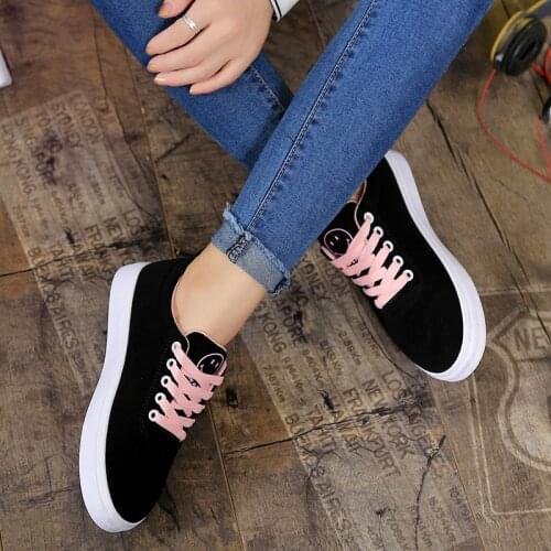 New canvas Women Shoes Plus Size Flats Shoes Woman Lace-up winter Autumn Ladies Shoes Color matching Womens fashion
