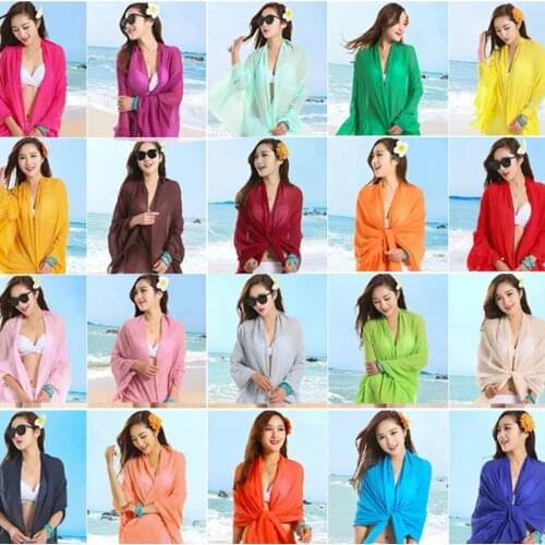 USHINE Oversized Headband Shawls Summer Scarf Women Beach Cover Up Wrap Sarong Sunscreen Long Cape Female