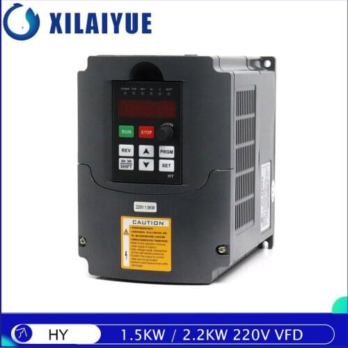 1.5KW/2.2KW HY VFD Variable Frequency 110V/220V 3 Phase Inverter CNC Spindle Motor Speed Controller Drive 0-400Hz 3HP Output