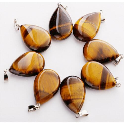 1pcs Tiger eye Sand natural crystal stone necklace teardrop pendant