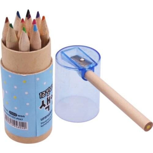 12 pcs 12 color 2B colored pencils Comes with pencil sharpener 85mm primary school student drawing pencil Student stationery