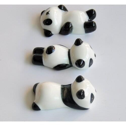 2pcs/lot Visual Touch Home Mini Cute Porcelain Ceramic Panda Chopstick Stand Rest Rack Holder MT 002