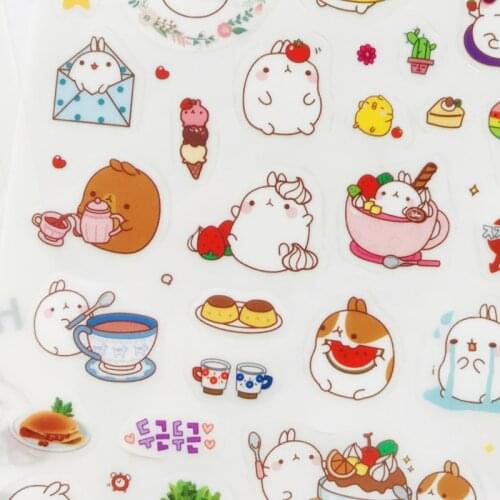 6 sheets Kawaii Rabbit DIY Decor Stickers Stick Label Phone Notebook Calendar Kids Rewarding Gift Student Stationery
