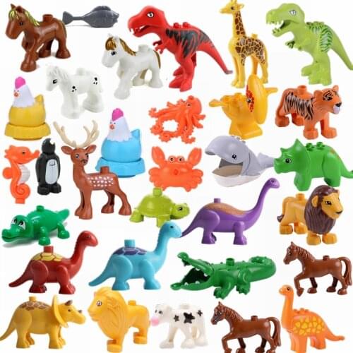 Big Blocks Big Size Dinosaur Set Animals Figures Tyrannosaurus Rex Tanystropheus Triceratops Pterosaur Compatible Kids Toys