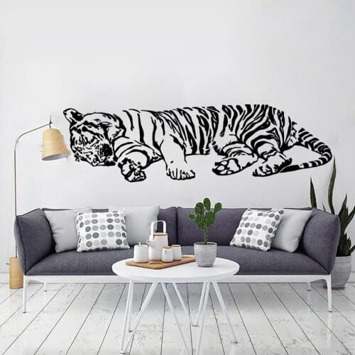 Large Sleep Tiger Animal Wall Sticker Kids Room Playroom Jungle Africa Woodland Predatort Tiger Wall Decal Bedroom VInyl Decor