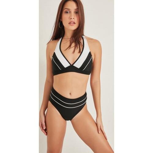 C & City Women Halterneck Rallying High Waist Bikini 2996 Black