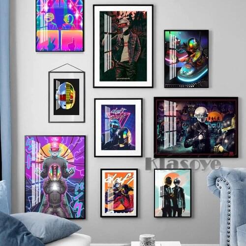 Daft Punk Electronic Music Group Wall Stickers Music Star Poster Psychedelic Canvas Painting Bar Pub Club Art Prints Home Decor