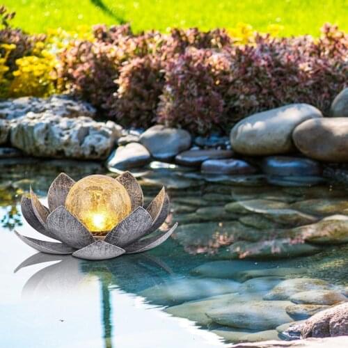 Meta Flower Lamp Decor Cracked Glass Ball Waterproof Warm Yellow Led For Outdoor Luces Solares Para Exterior