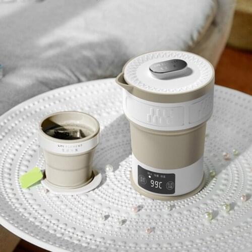 110V-240V Electric Water Kettle Portable Silicone Folding Kettle Hidden Handle Mini Insulation Kettle Adjustable Temperature