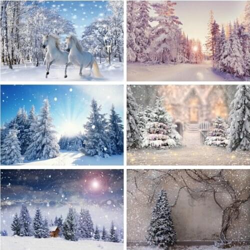 Yeele Winter Rime White Trees Snow Warm Sunshine Background Photophone Photography For Photo Studio Decoration Customized Size