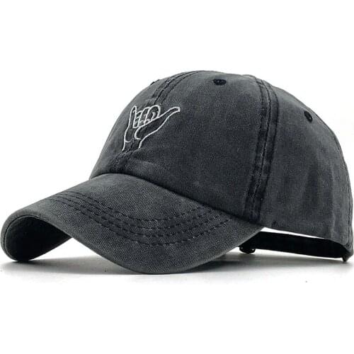 New Finger Embroidery Cap Women Man Outdoor Baseball Caps Leisure Washed Adjustable Hip Hop Hat 100% Cotton Fishing Hats