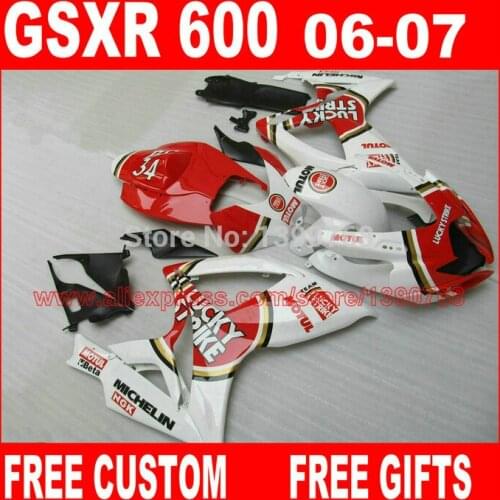 Motorcycle Fairing kit for SUZUKI K6 2006 2007 GSX-R600 GSX-R750 red white LUCKY STRIKE fairings set GSXR 600 750 06 07 CB30
