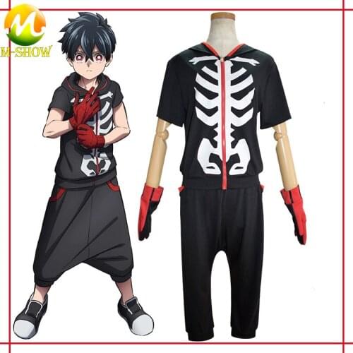 Anime Kemono Jihen Kusaka Kabane Cosplay Costume Hooded Coat Pants Men Skeleton Uniforms Halloween Fancy Suit